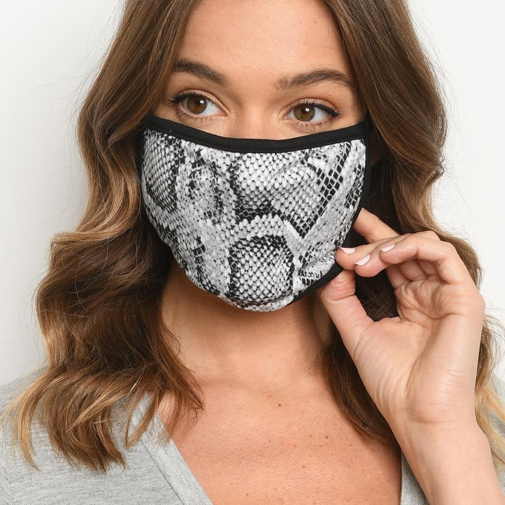 GRAY SNAKE REUSABLE FACE MASK FOR ADULTS